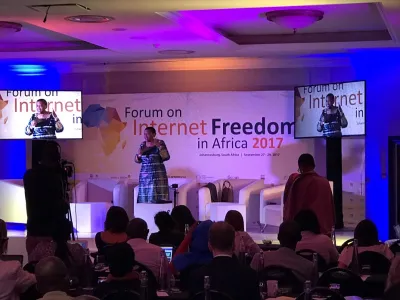 Adv. Tlakula during her keynote at the Forum on Internet Freedom in Africa 2017. image linking to FIFAfrica17: Advancing freedom of expression and access to information towards deepening democracy in Africa