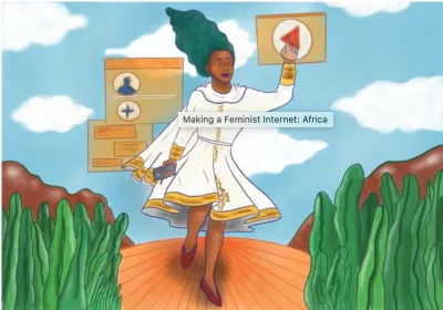 Original illustration by Neema Iyer for this edition of GenderIT. License: Creative Commons BY-NC-SA. image linking to GenderIT: New edition explores feminist movement building in Africa
